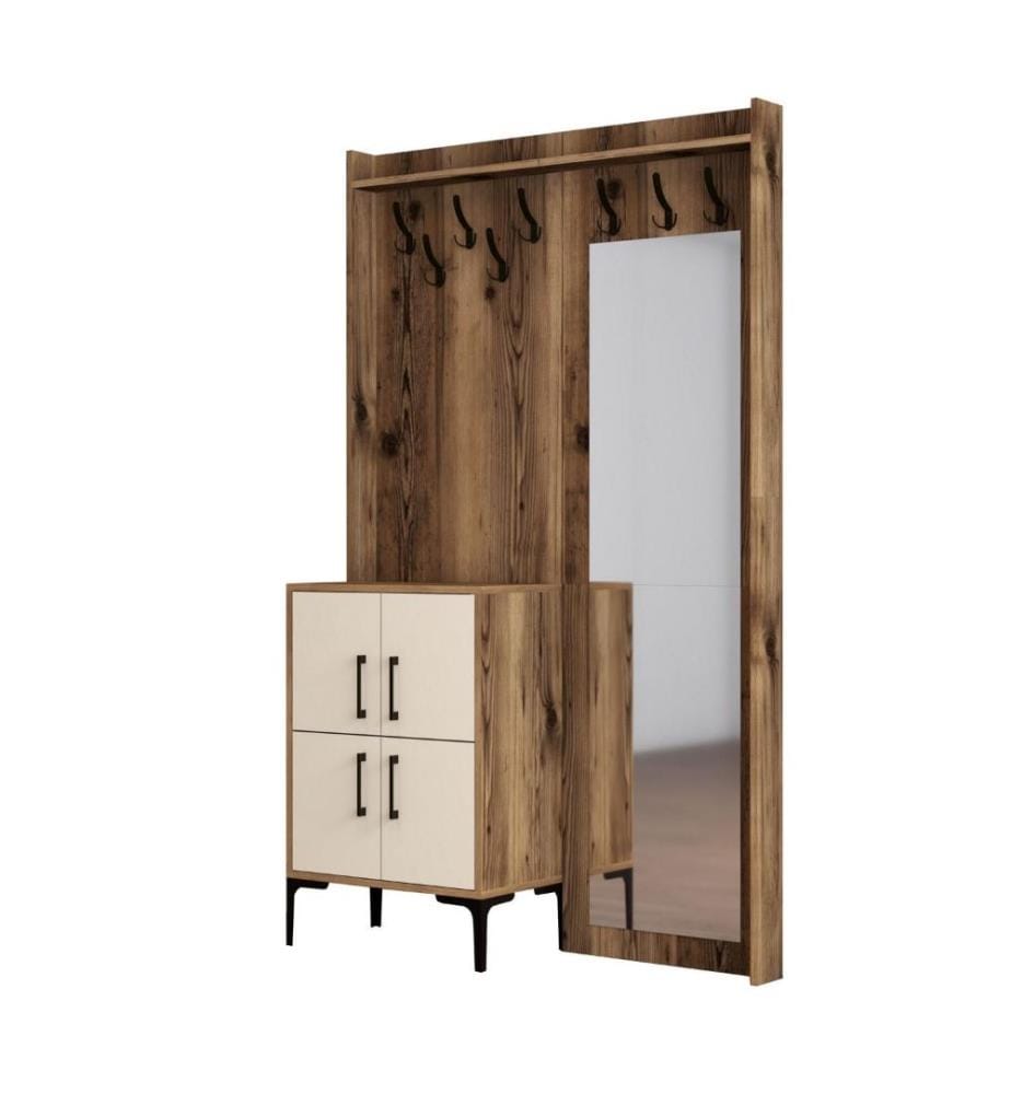 Hall Stand, Walnut Cream, panneau de particules mélaminé
