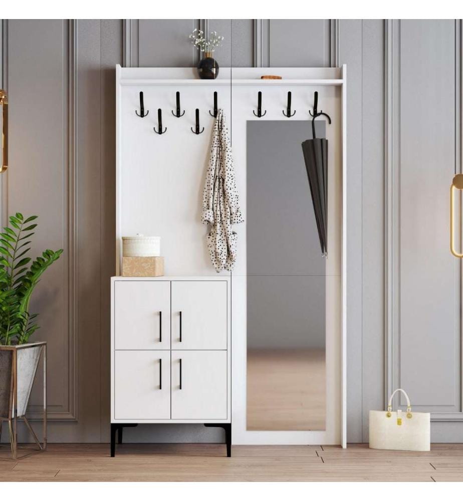 Stand da sala, bianco, pannello di particelle rivestito di melamina