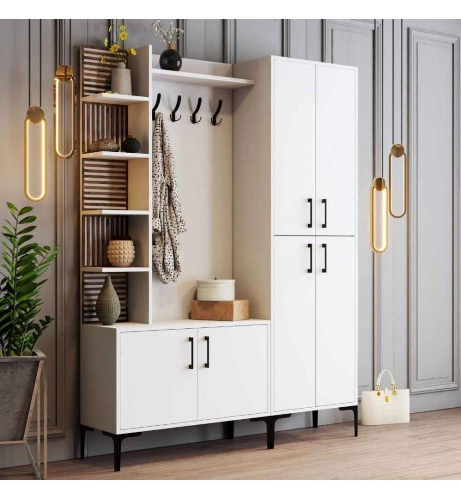 Hall Stand, blanc, panneau de particules mélaminé