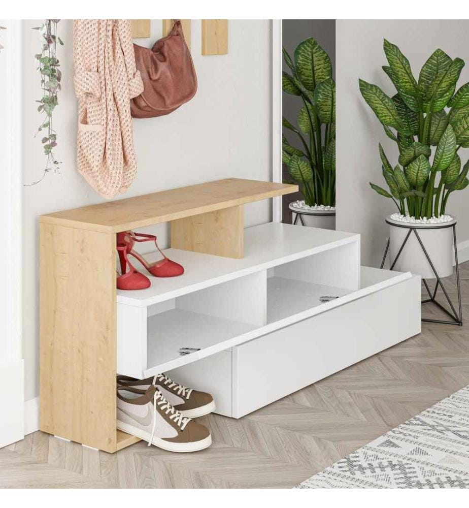 Hall Stand, chêne blanc, panneau de particules mélaminé