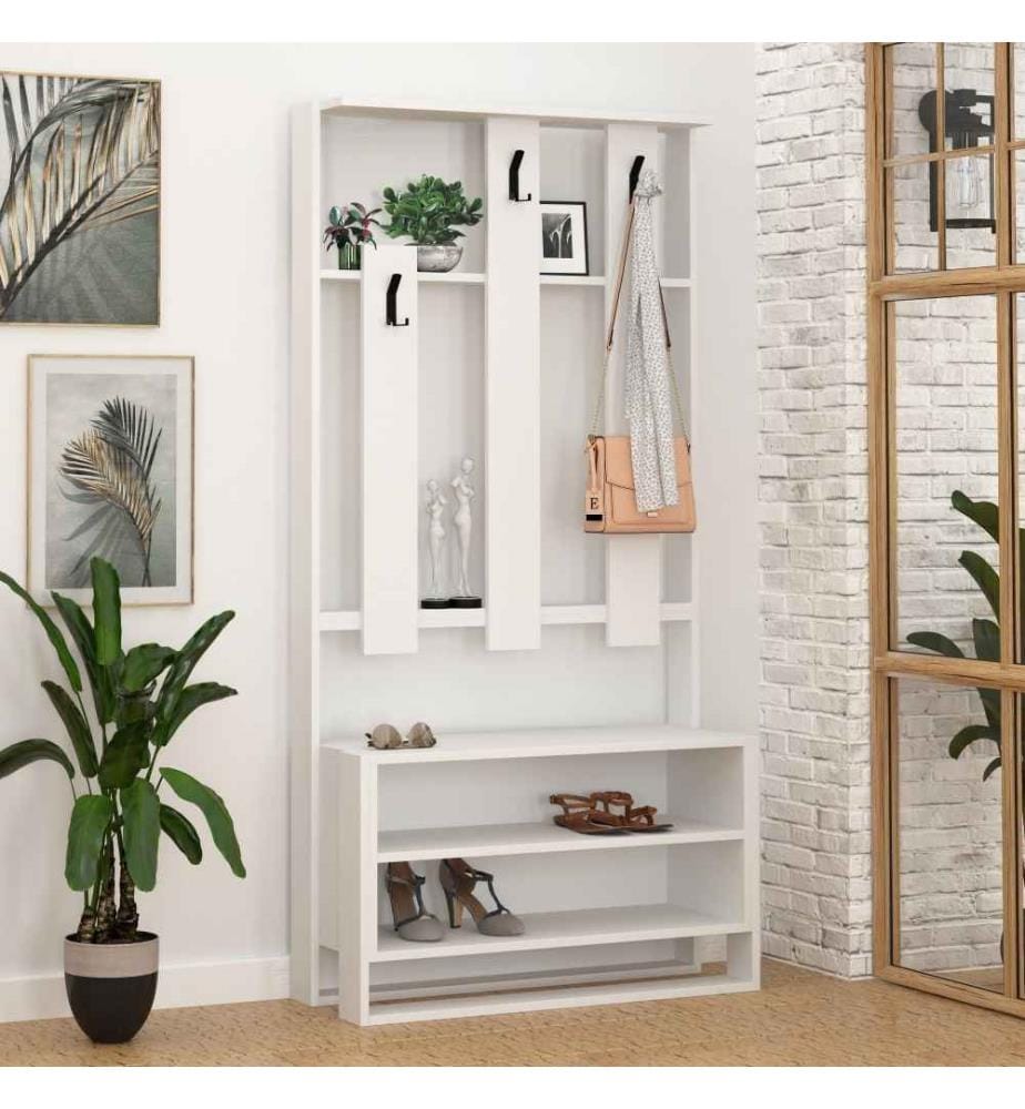 Stand da sala, bianco, pannello di particelle rivestito di melamina