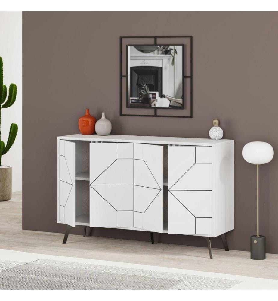 Console, blanc, panneau de particules mélaminé