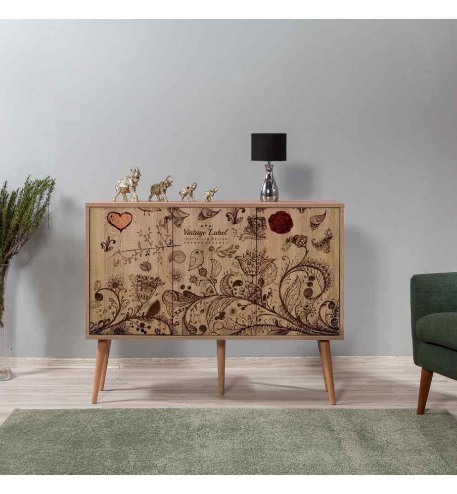 Console, chêne Sonoma, panneau de particules mélaminé