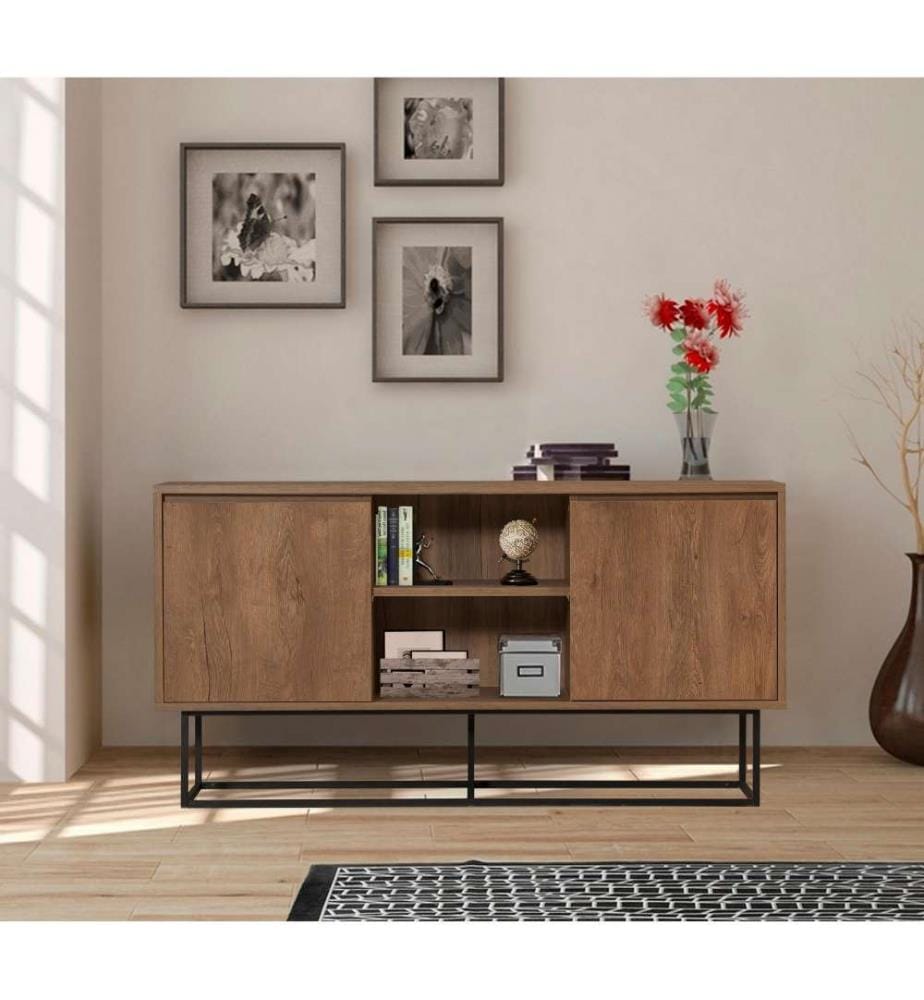 Console, noyer noir, panneau de particules mélaminé