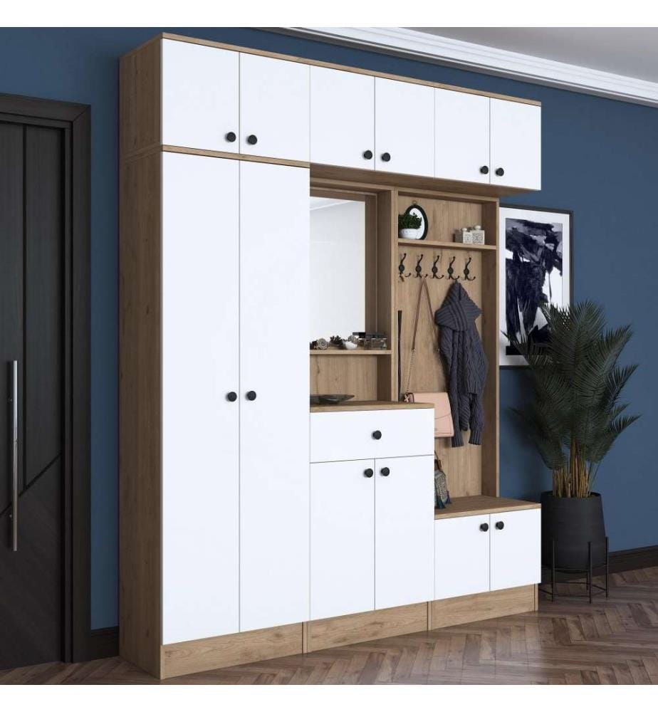 Hall Stand, Noyer Blanc, Panneau de particules mélaminé