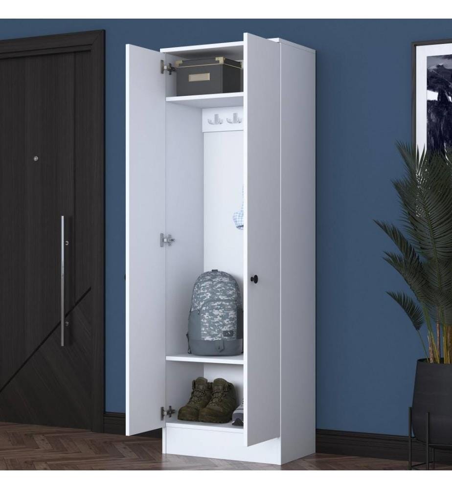 Hall Stand, blanc, panneau de particules mélaminé de qualité E1