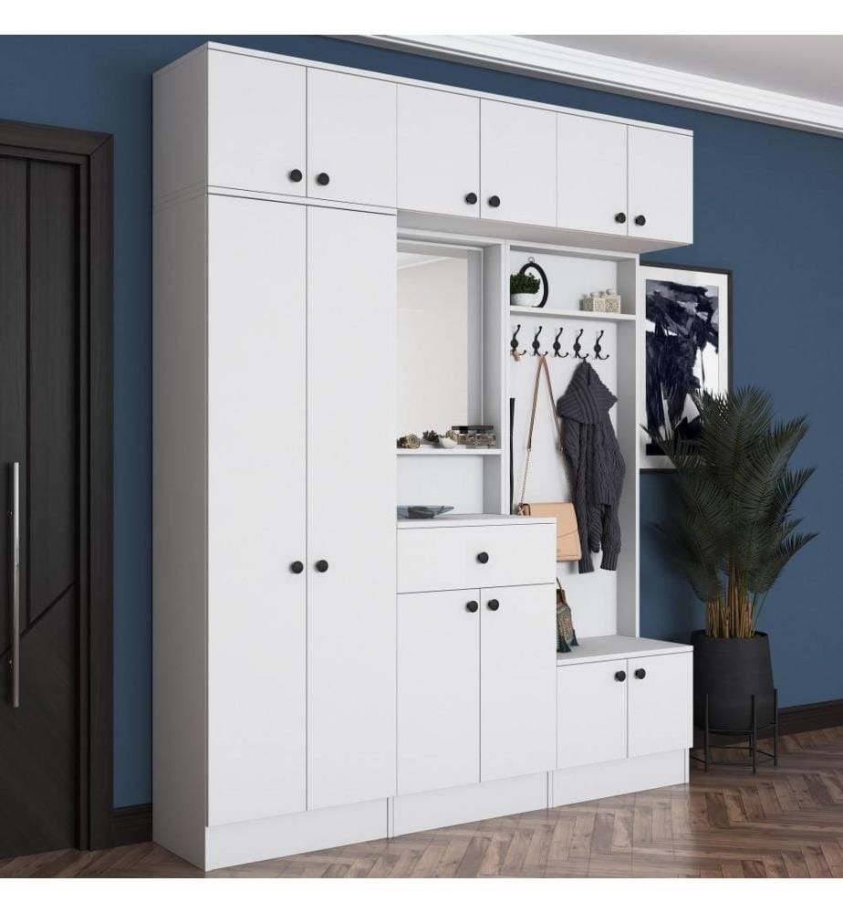 Stand da sala, bianco, truciolato di qualità E1 rivestito in melamina