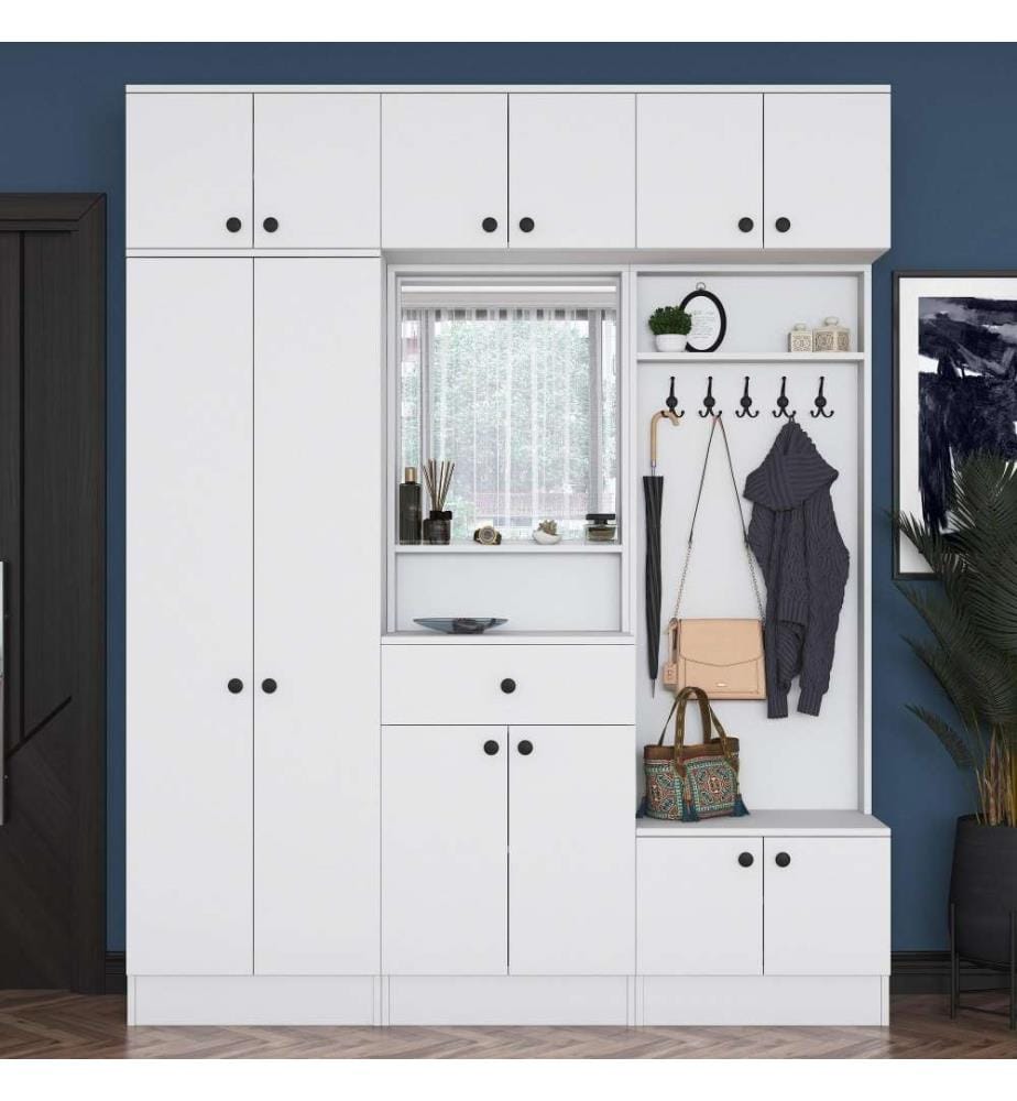 Stand da sala, bianco, truciolato di qualità E1 rivestito in melamina