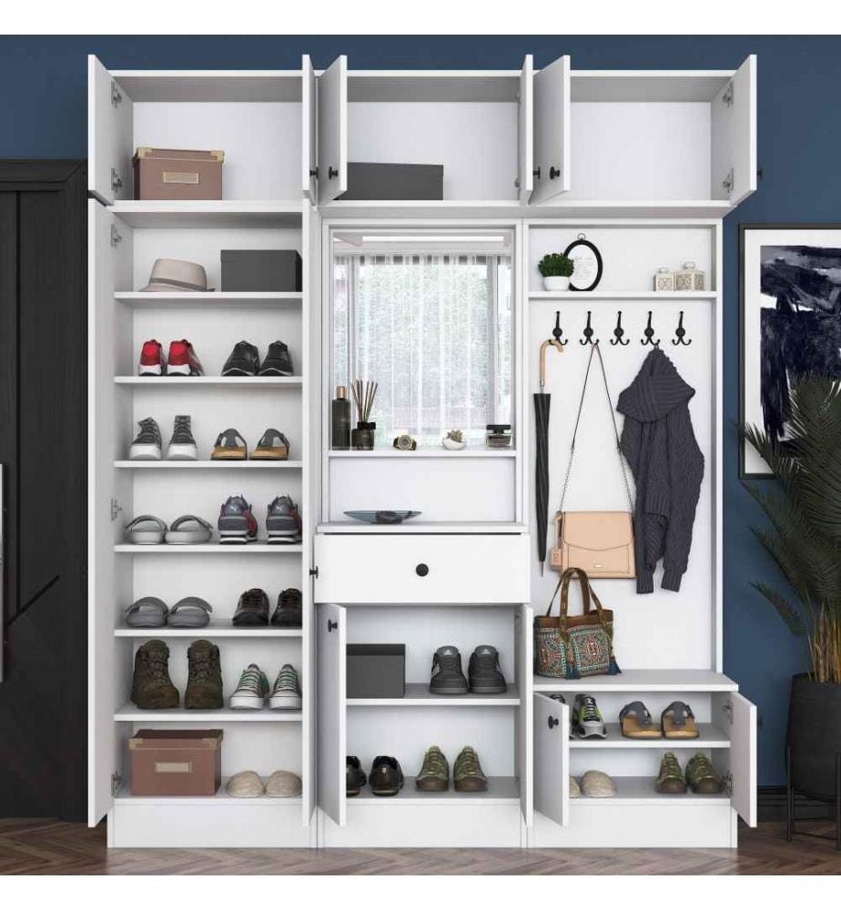 Stand da sala, bianco, truciolato di qualità E1 rivestito in melamina