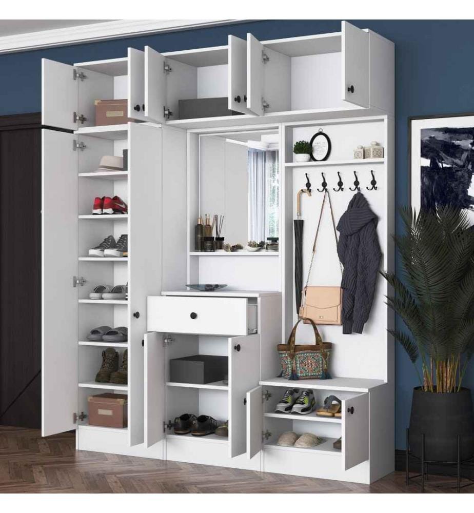 Stand da sala, bianco, truciolato di qualità E1 rivestito in melamina