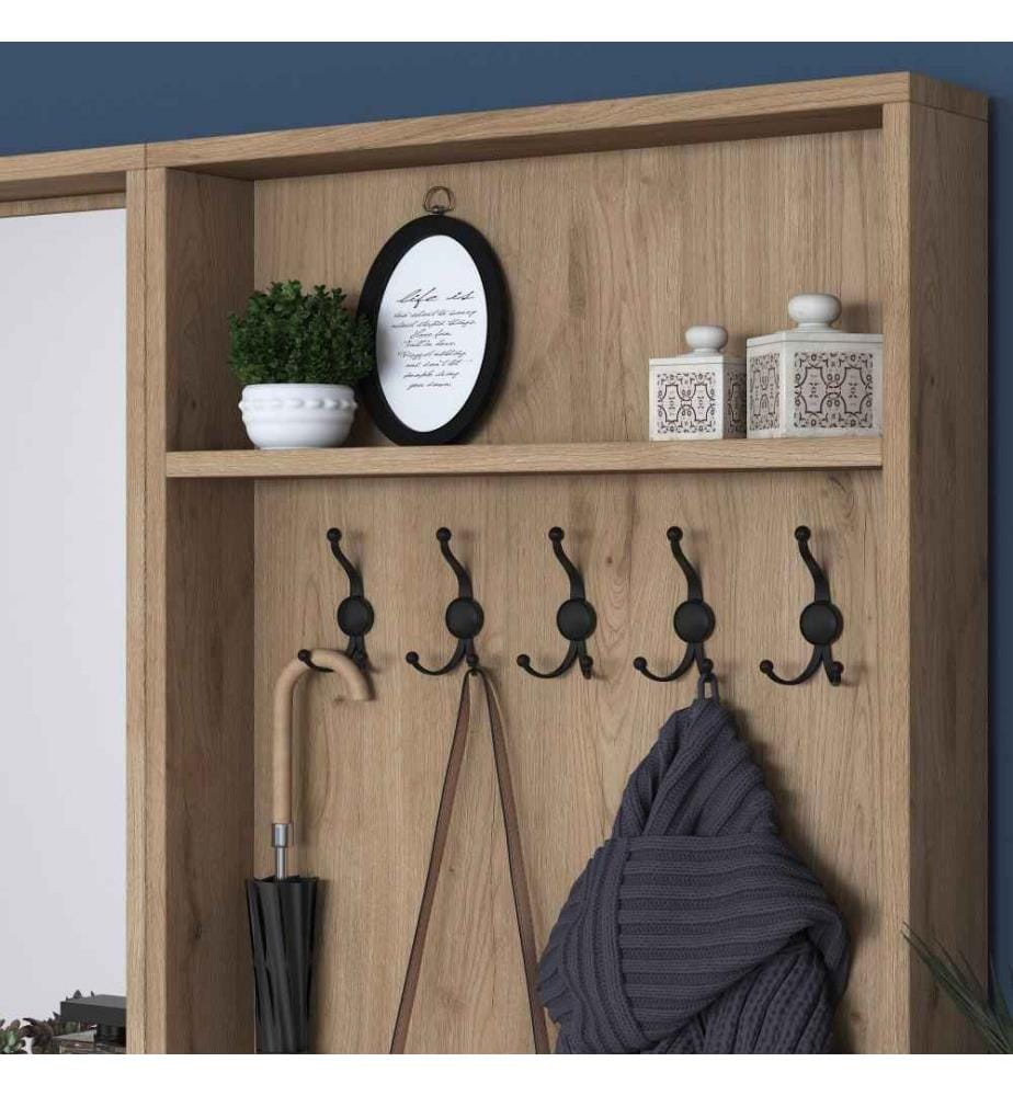 Porte-manteau, noyer blanc, panneau de particules mélaminé de qualité E1