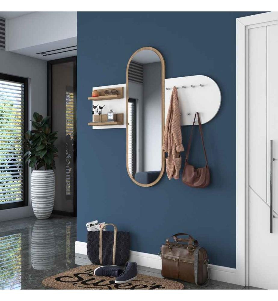 Porte-manteau, noyer blanc, panneau de particules mélaminé de qualité E1