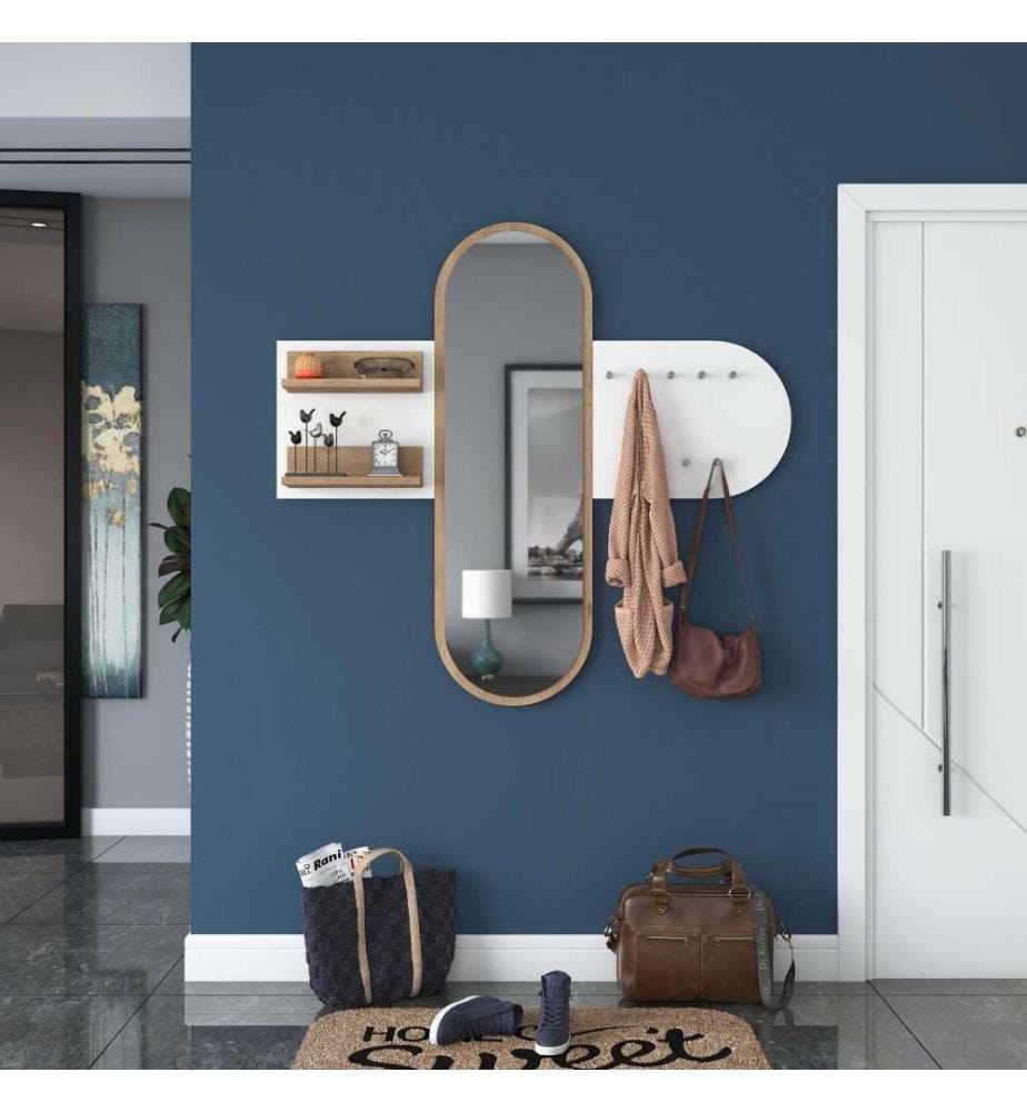 Porte-manteau, noyer blanc, panneau de particules mélaminé de qualité E1