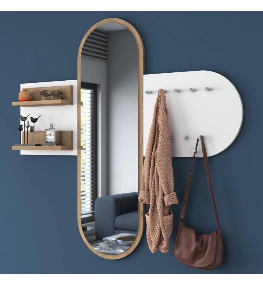 Porte-manteau, noyer blanc, panneau de particules mélaminé de qualité E1