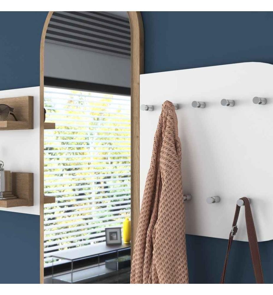 Porte-manteau, noyer blanc, panneau de particules mélaminé de qualité E1