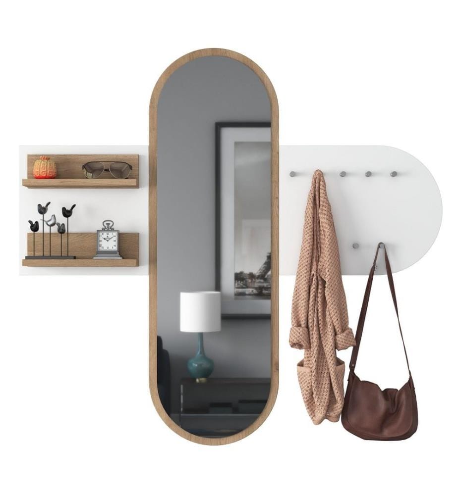 Porte-manteau, noyer blanc, panneau de particules mélaminé de qualité E1