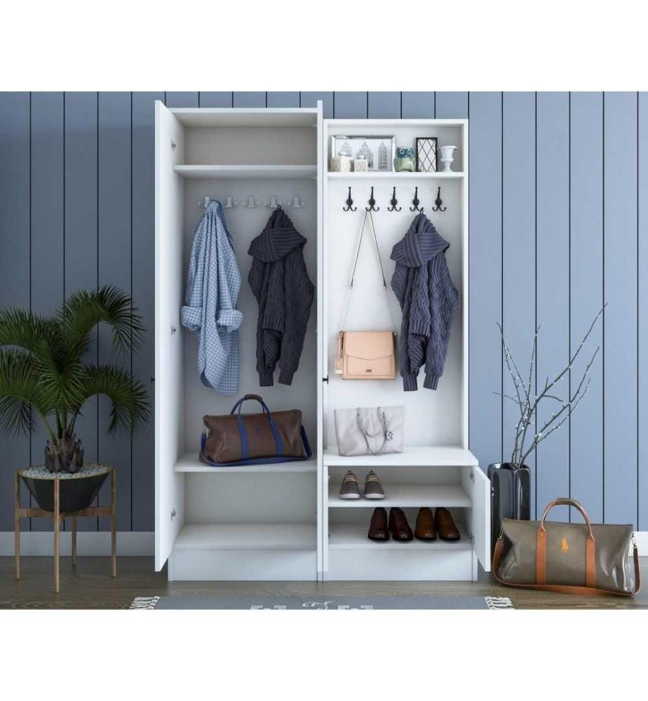 Hall Stand, blanc, panneau de particules mélaminé