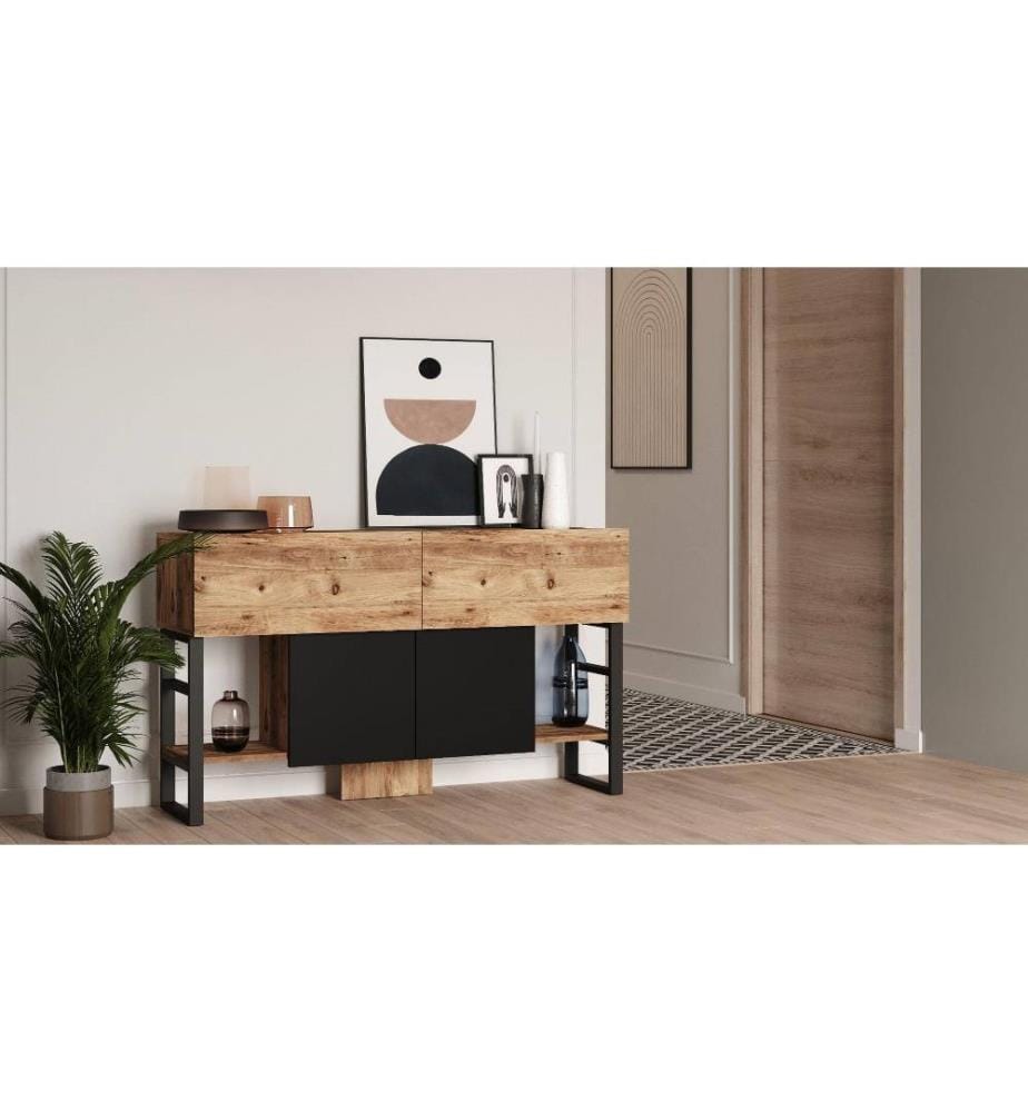 Console, pin atlantique, panneau de particules mélaminé