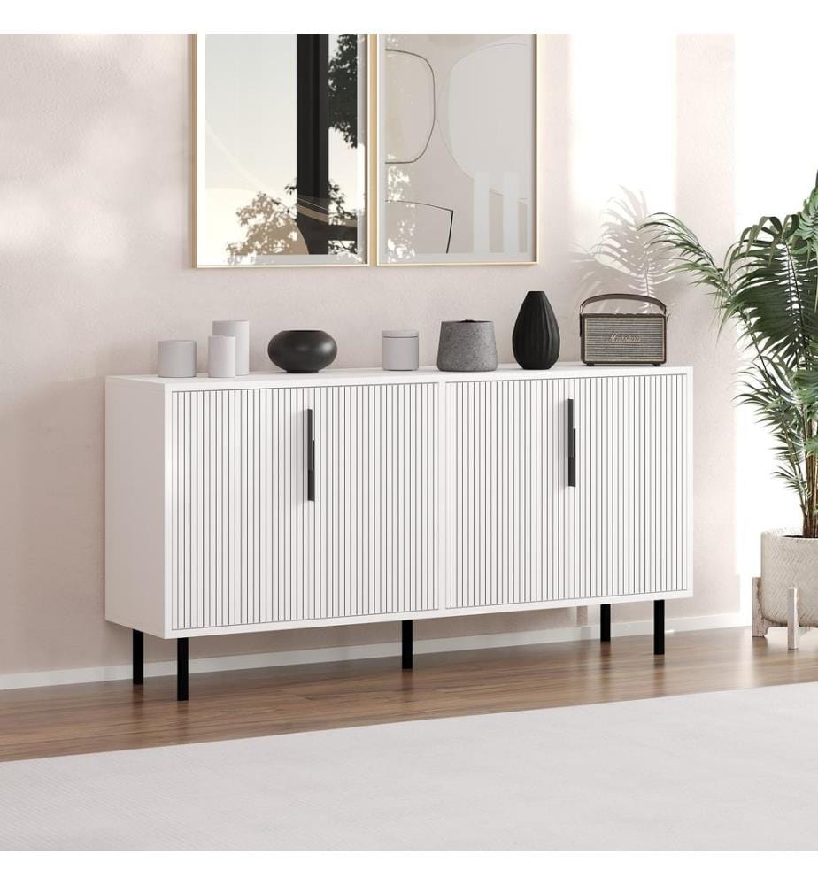 Console, blanc, PANNEAU DE PARTICULES ENTIÈREMENT RECOUVERT DE MÉLAMINE