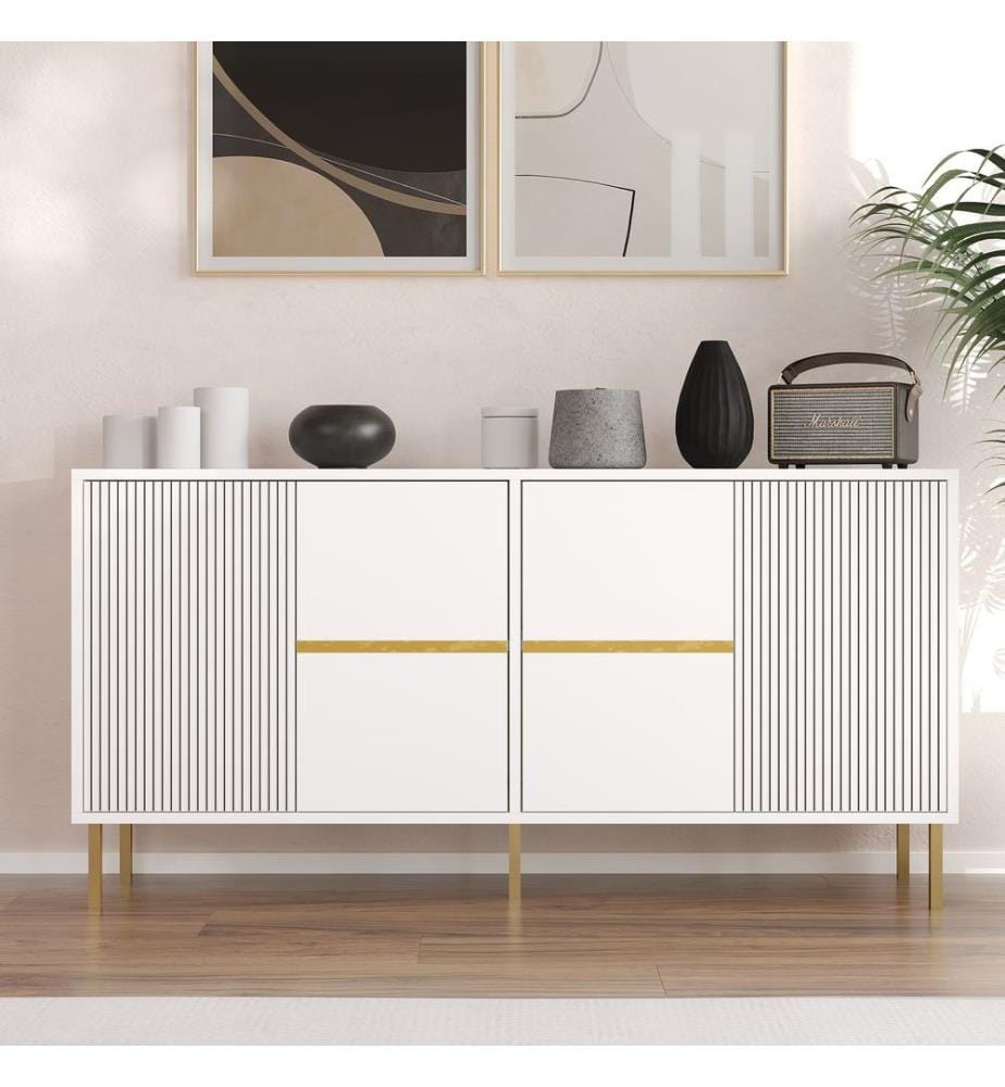 Console, blanc, panneau de particules 100 % mélaminé