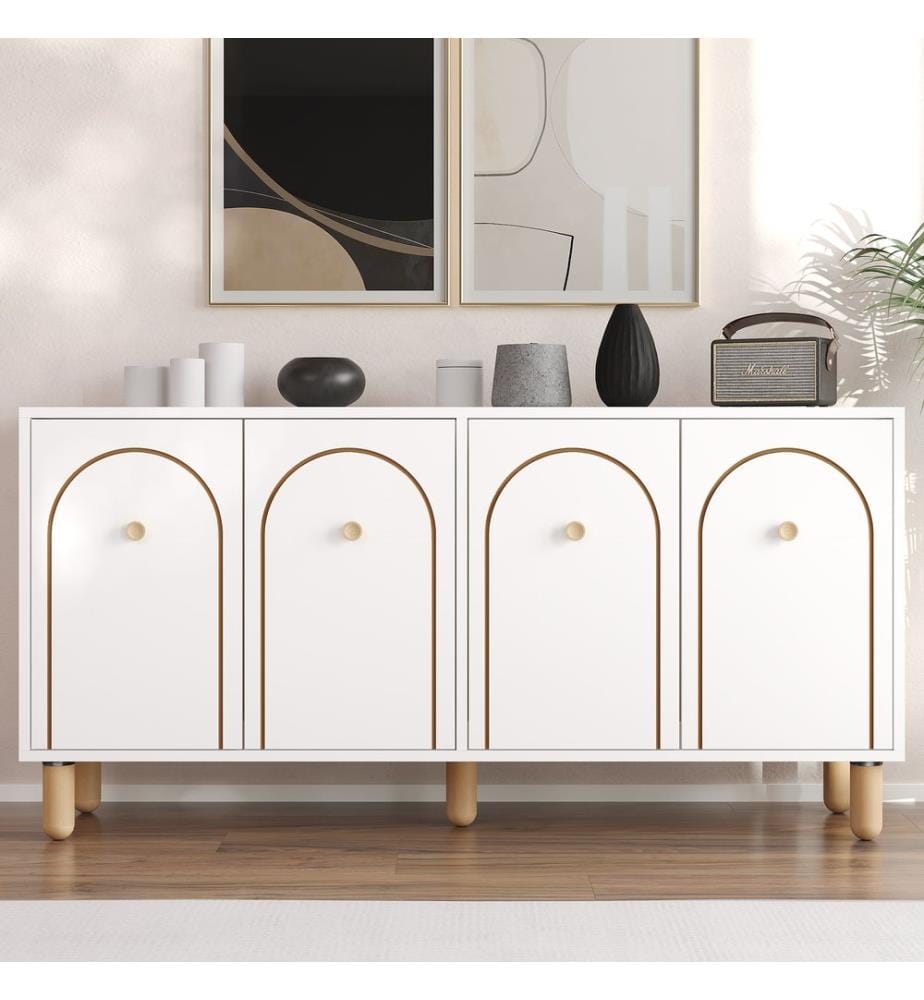 Console, blanc, panneau de particules 100 % mélaminé