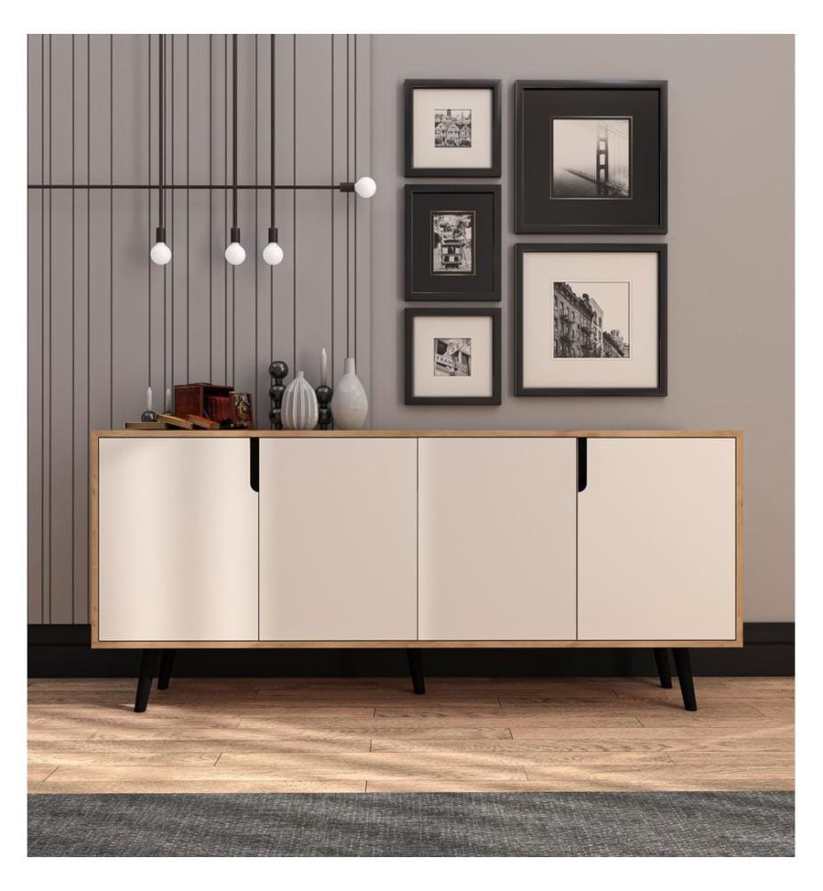 Konsole, Saphir-Eiche, Weiss, 100 % MELAMINBESCHICHTETE SPANPLATTE