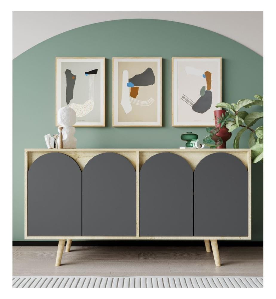 Console, rovere zaffiro, antracite, 100% MELAMMINA RIVESTITA IN TRIBRELLO
