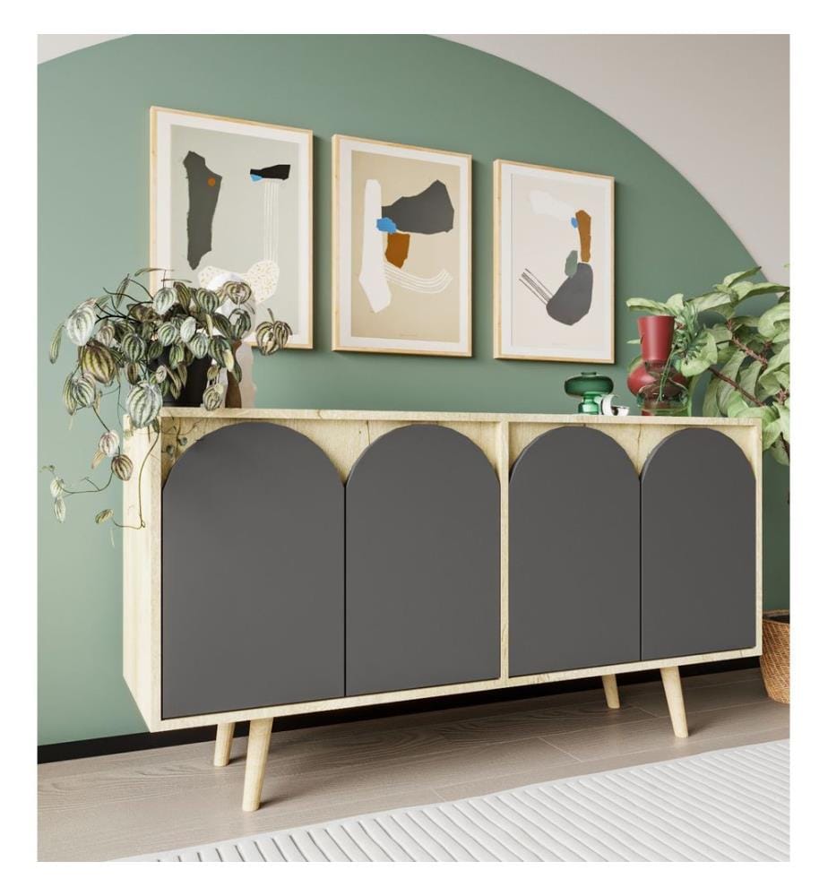 Console, rovere zaffiro, antracite, 100% MELAMMINA RIVESTITA IN TRIBRELLO