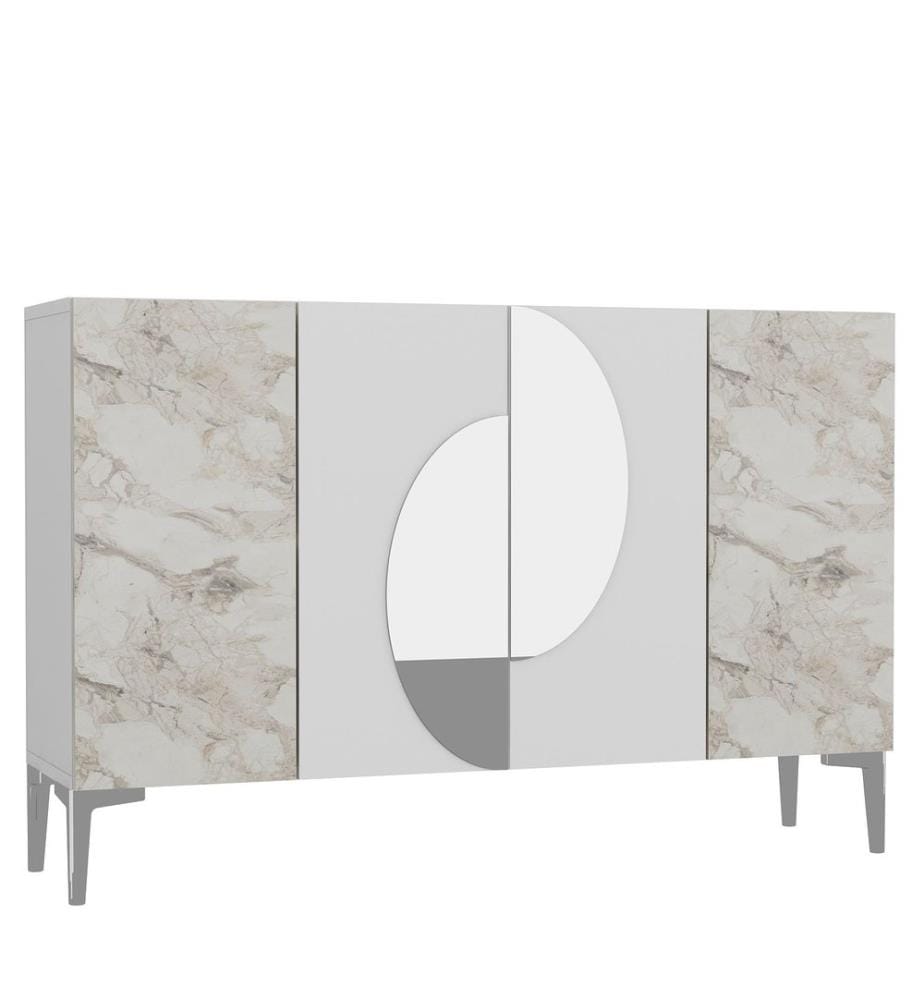 Konsole, Weiss, Ephesus-Marmor, Silber, 100 % MELAMINBESCHICHTETE SPANPLATTE