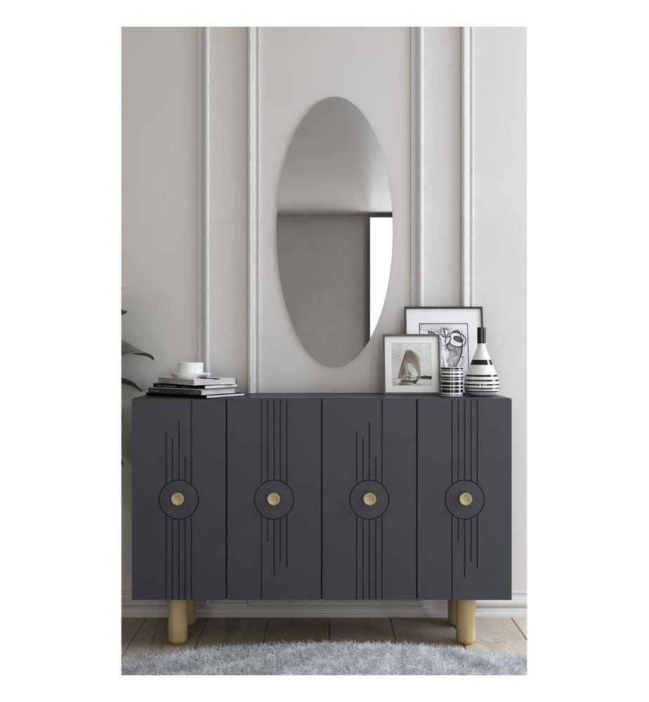 Console, anthracite, panneau de particules 100 % mélaminé