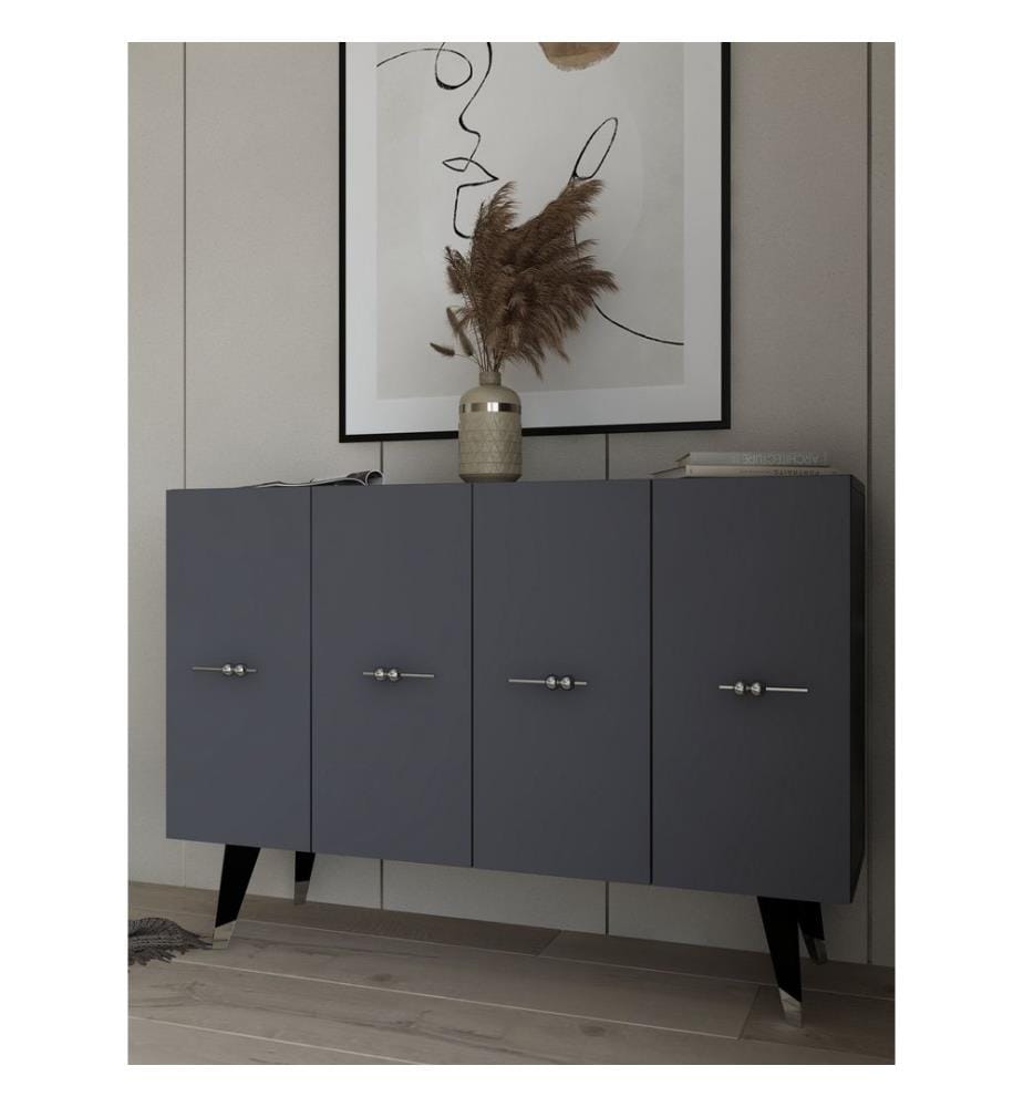 Console, argent, anthracite, PANNEAU DE PARTICULES ENTIÈREMENT RECOUVERT DE MÉLAMINE