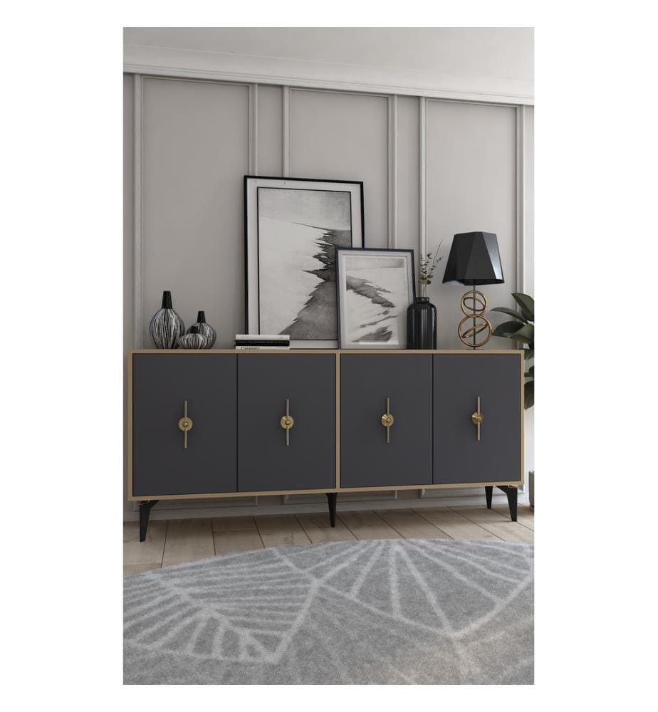 Console, rovere zaffiro, antracite, 100% MELAMINICO RIVESTITO IN PARTICELLE DI LEGNO