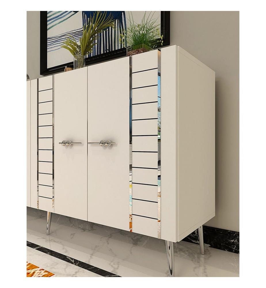 Konsole, Weiss, Silber, 100 % MELAMINBESCHICHTETE SPANPLATTE