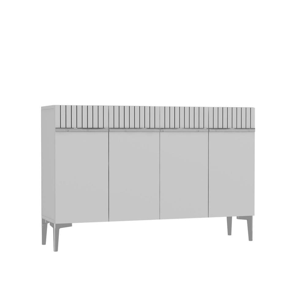 Console, blanc, argent, PANNEAU DE PARTICULES ENTIÈREMENT RECOUVERT DE MÉLAMINE