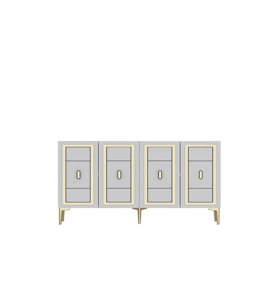 Konsole, Weiss, Gold, 100 % MELAMINBESCHICHTETE SPANPLATTE