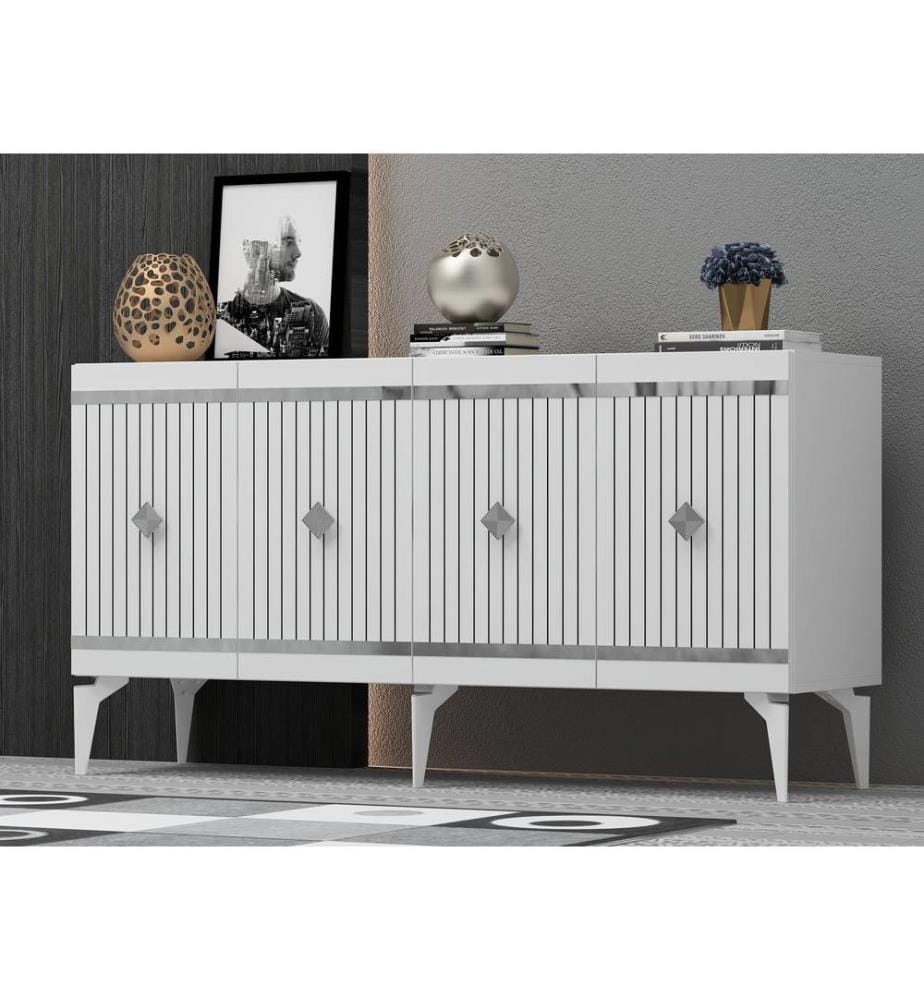 Konsole, Weiss, Silber, 100 % MELAMINBESCHICHTETE SPANPLATTE