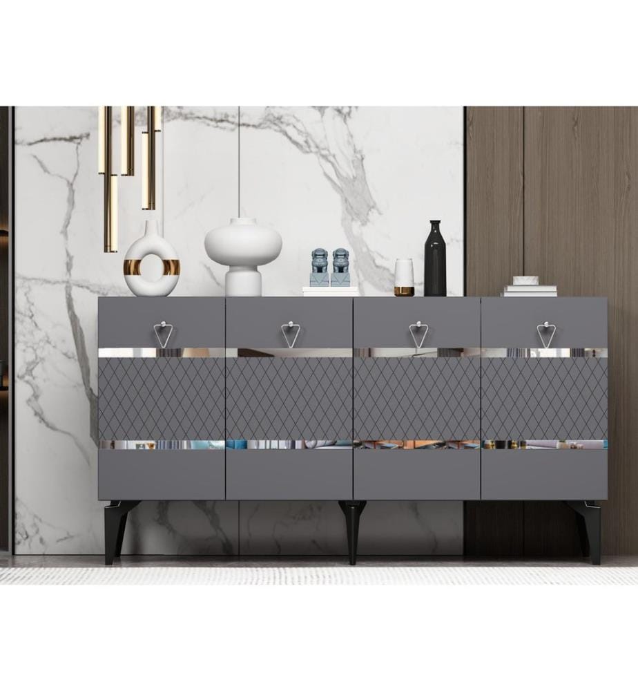 Konsole, Anthrazit, Silber, 100 % MELAMINBESCHICHTETE SPANPLATTE