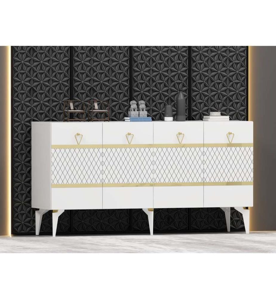 Konsole, Weiss, Gold, 100 % MELAMINBESCHICHTETE SPANPLATTE
