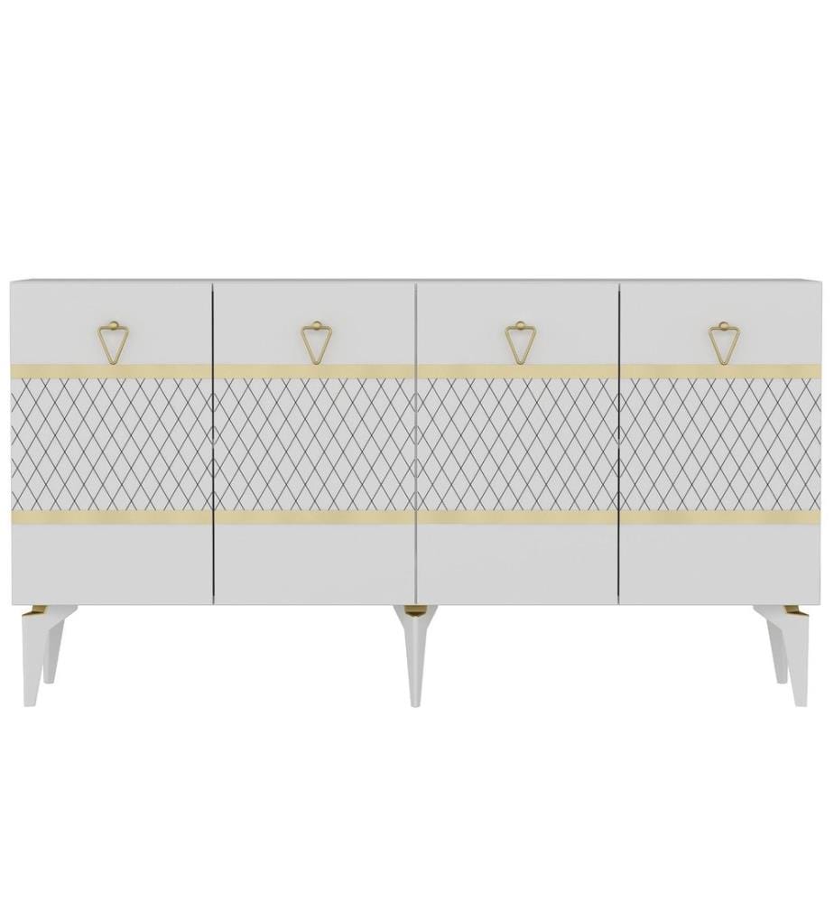 Konsole, Weiss, Gold, 100 % MELAMINBESCHICHTETE SPANPLATTE