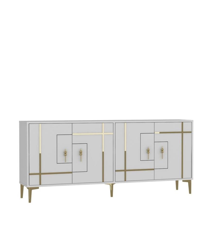 Konsole, Weiss, Gold, 100 % MELAMINBESCHICHTETE SPANPLATTE