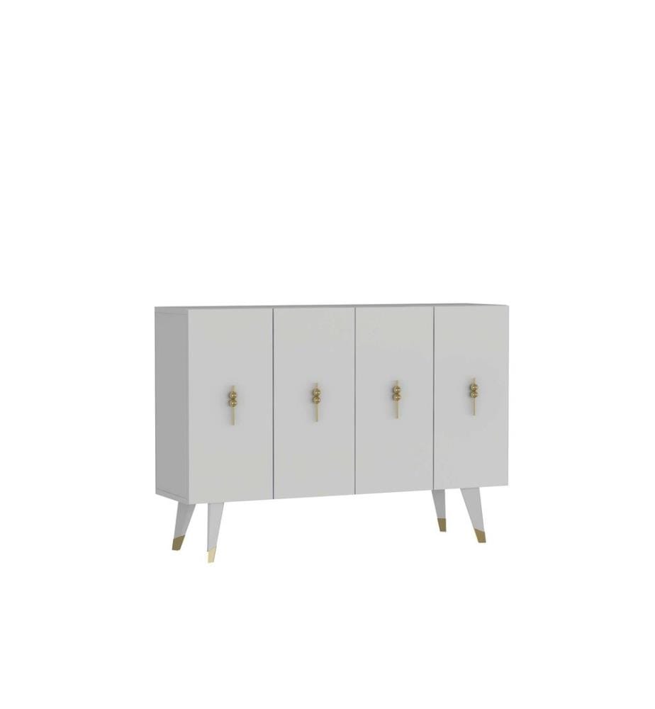 Console, blanc, doré, panneau de particules 100 % mélaminé