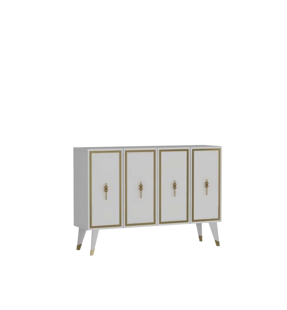 Console, blanc, or, PANNEAU DE PARTICULES 100 % REVÊTU DE MÉLAMINE