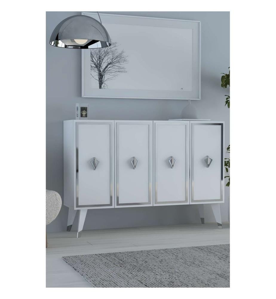 Konsole, Weiss, Silber, 100 % MELAMINBESCHICHTETE SPANPLATTE