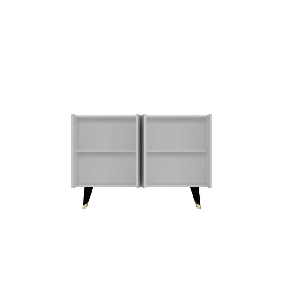 Console, blanc, noir, doré, PANNEAU DE PARTICULES ENTIÈREMENT RECOUVERT DE MÉLAMINE