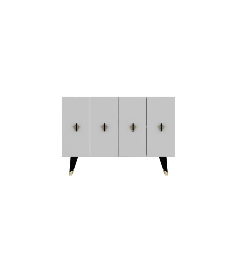 Console, blanc, noir, doré, PANNEAU DE PARTICULES ENTIÈREMENT RECOUVERT DE MÉLAMINE