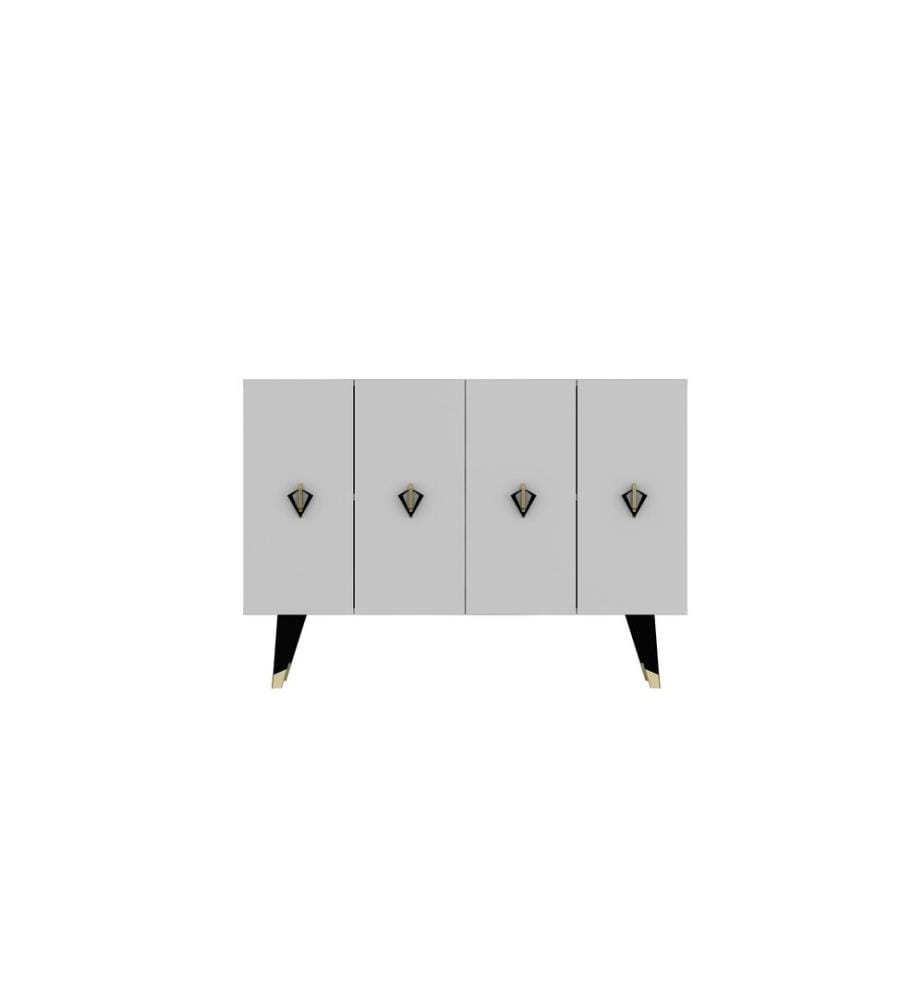 Console, blanc, noir, doré, PANNEAU DE PARTICULES ENTIÈREMENT RECOUVERT DE MÉLAMINE
