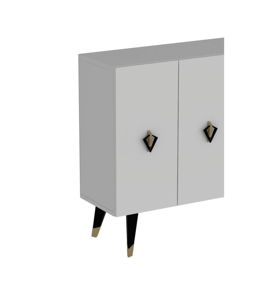 Console, blanc, noir, doré, PANNEAU DE PARTICULES ENTIÈREMENT RECOUVERT DE MÉLAMINE