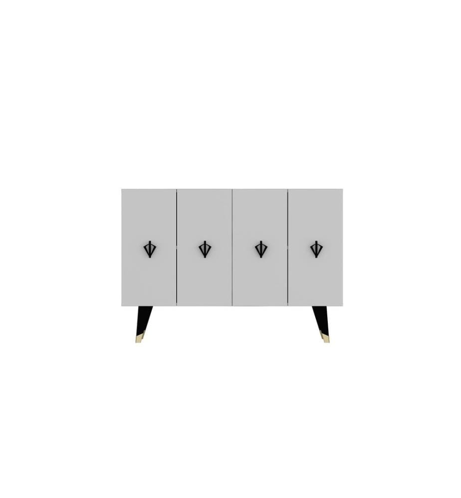 Console, blanc, noir, doré, panneau de particules 100 % mélaminé