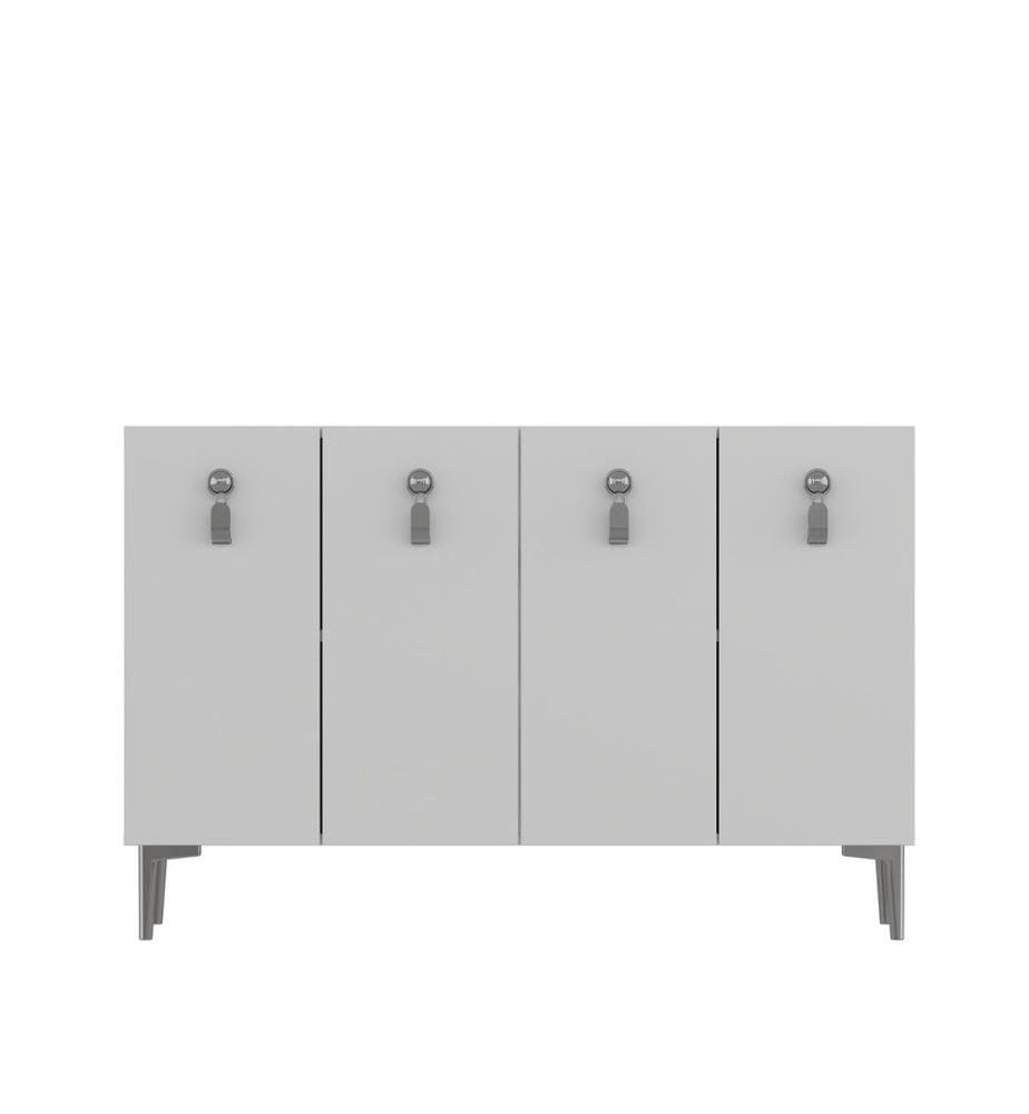 Console, blanche, argentée, PANNEAU DE PARTICULES ENTIÈREMENT RECOUVERT DE MÉLAMINE