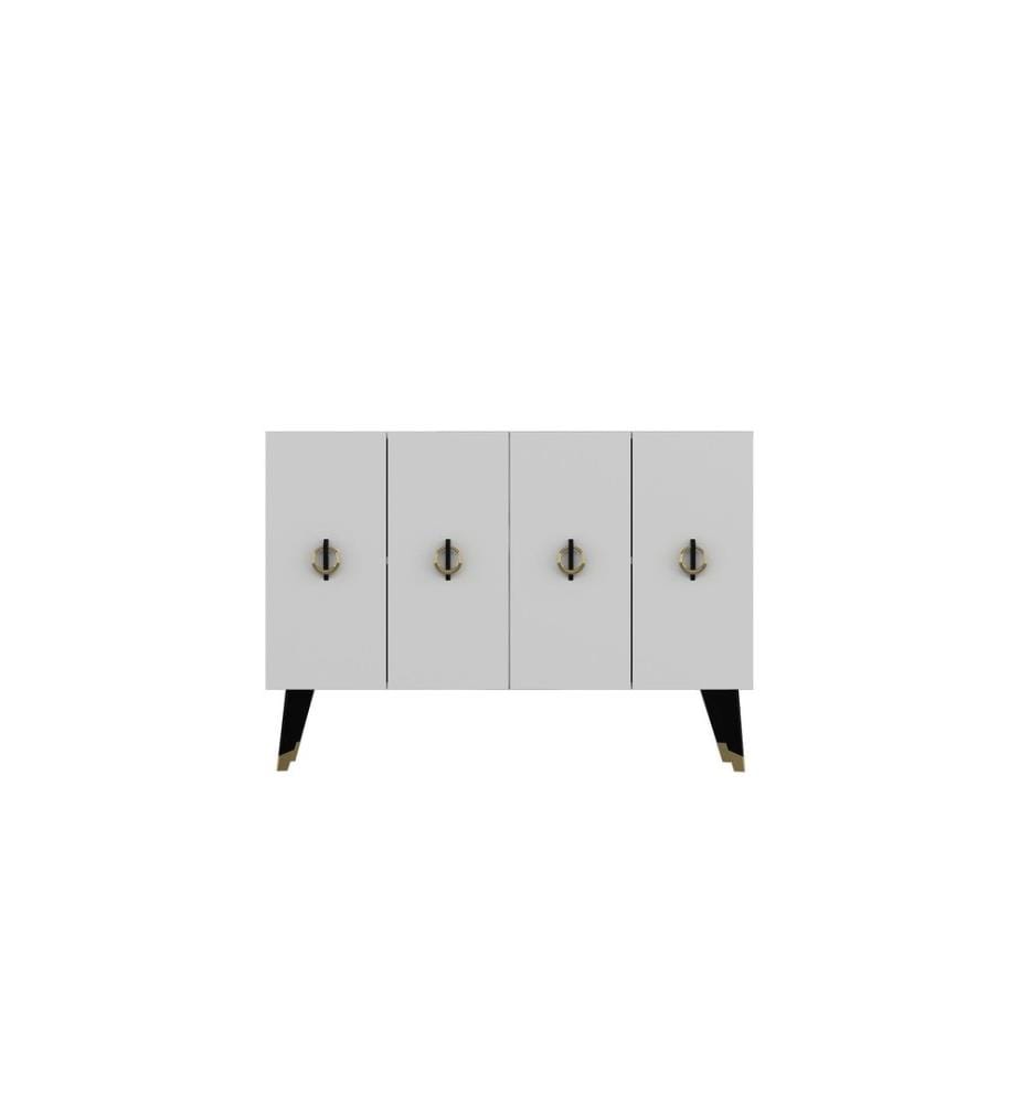 Console, blanc, noir, doré, panneau de particules 100 % mélaminé